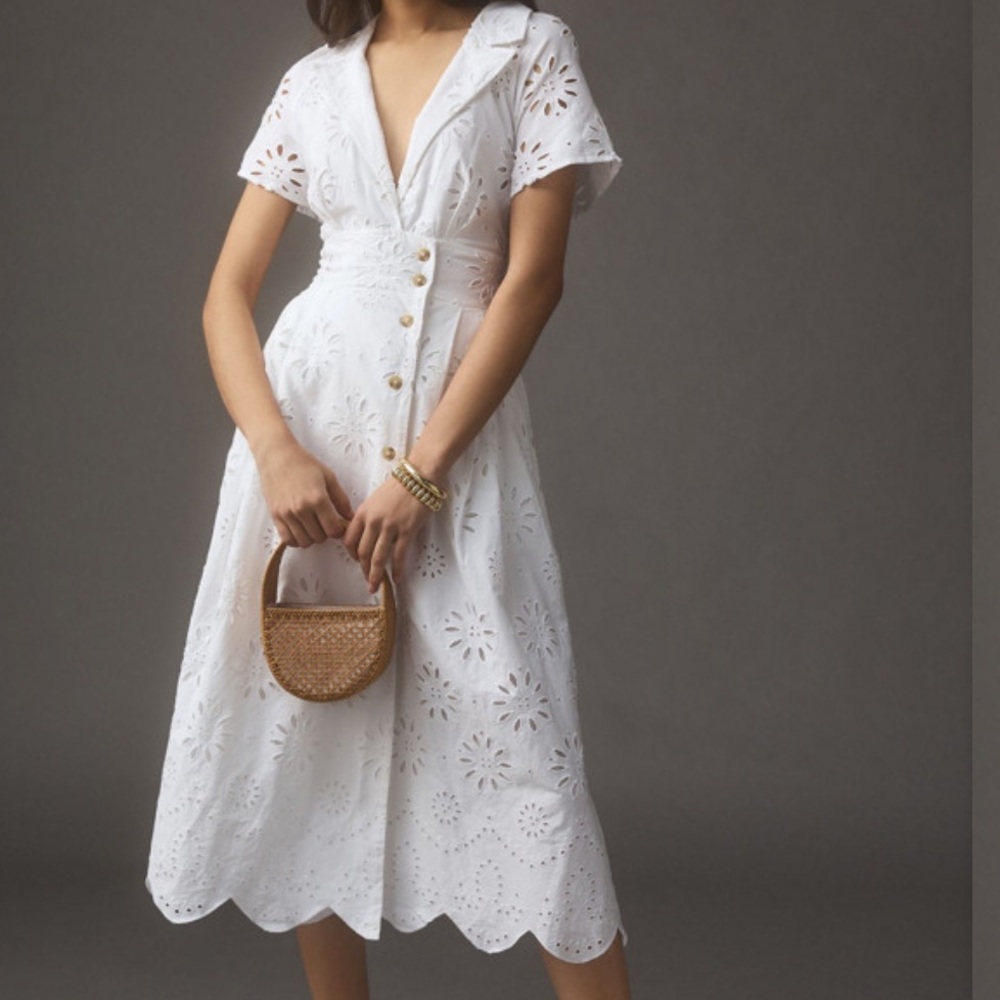 Maeve Eyelet Midi Shirt Dress